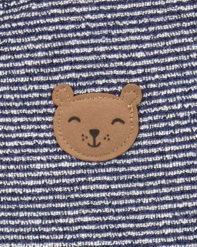 NWT CARTER/'S BABY PAJAMAS NAVY BLUE TERRY CLOTH SNAP STRIPED BEAR 3 M